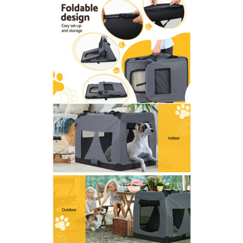 i.Pet Pet Carrier Soft Crate Dog Cat Travel 121x80CM Portable Foldable Car 4XL - Image 8