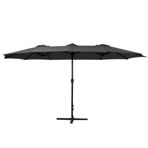 Instahut 4.57m Outdoor Umbrella Beach Pole Garden Tilt Black - Image 4