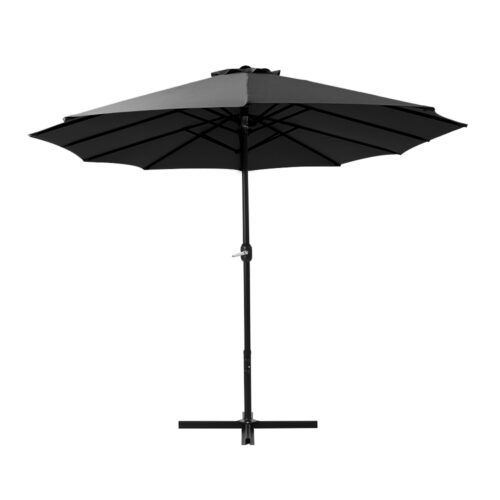 Instahut 4.57m Outdoor Umbrella Beach Pole Garden Tilt Black - Image 5
