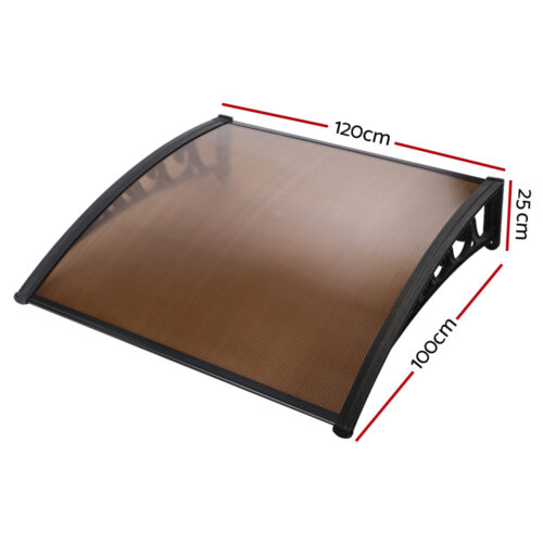 Instahut Window Door Awning 1mx1.2m Brown - Image 3