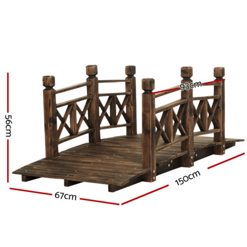 Gardeon Garden Decor Outdoor Ornament Wooden Bridge 150cm - Image 3
