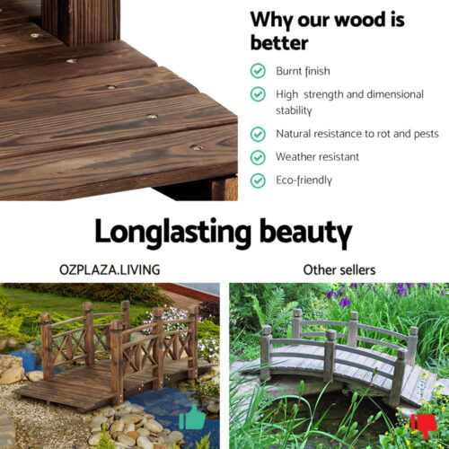Gardeon Garden Decor Outdoor Ornament Wooden Bridge 150cm - Image 8