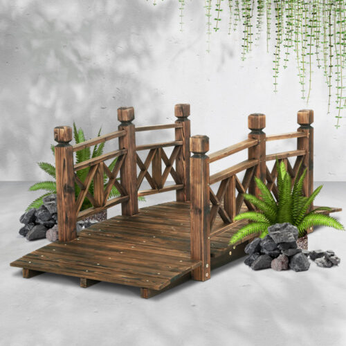 Gardeon Garden Decor Outdoor Ornament Wooden Bridge 150cm - Image 9