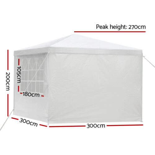 Instahut Gazebo 3x3m Marquee Wedding Party Tent Outdoor Camping Side Wall Canopy Window Panel White - Image 3