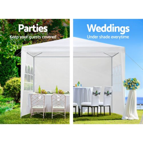 Instahut Gazebo 3x3m Marquee Wedding Party Tent Outdoor Camping Side Wall Canopy Window Panel White - Image 5