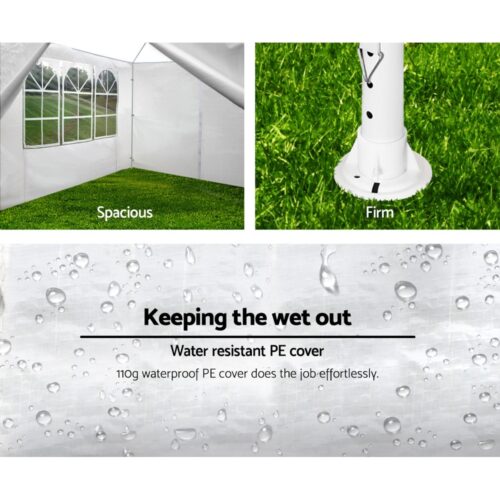 Instahut Gazebo 3x3m Marquee Wedding Party Tent Outdoor Camping Side Wall Canopy Window Panel White - Image 6