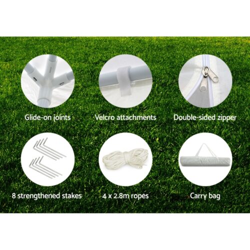 Instahut Gazebo 3x3m Marquee Wedding Party Tent Outdoor Camping Side Wall Canopy Window Panel White - Image 7