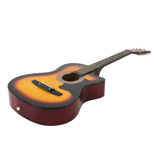 Karrera 38in Pro Cutaway Acoustic Guitar with Carry Bag  Sun Burst - Image 3