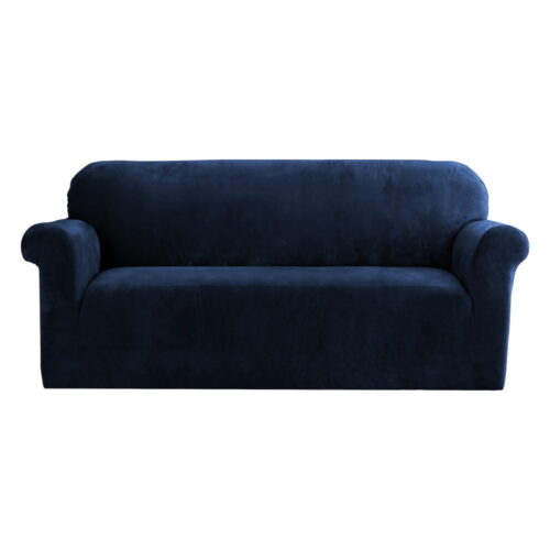 Artiss Sofa Cover Couch Covers 3 Seater Velvet Sapphire - Image 2