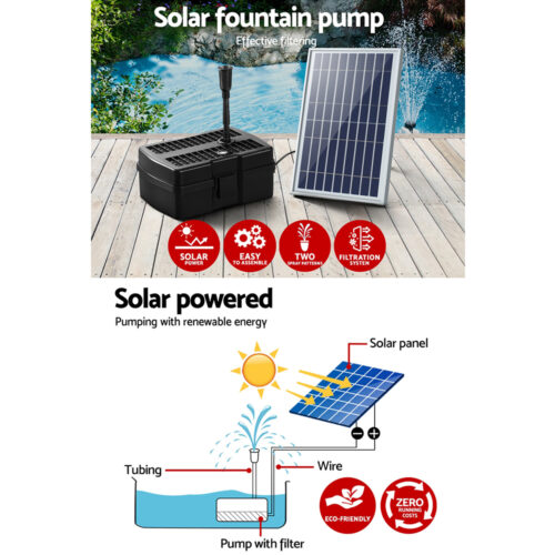 Gardeon Solar Pond Pump Water Fountain Filter Box Submersible Outdoor Pool 6.6FT - Image 4