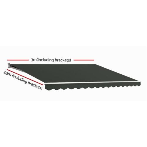 Instahut Retractable Folding Arm Awning Motorised Sunshade 3Mx2.5M Grey - Image 2