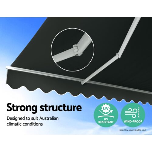 Instahut Retractable Folding Arm Awning Motorised Sunshade 3Mx2.5M Grey - Image 3