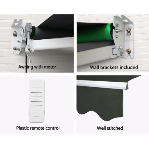 Instahut Retractable Folding Arm Awning Motorised Sunshade 3Mx2.5M Grey - Image 6