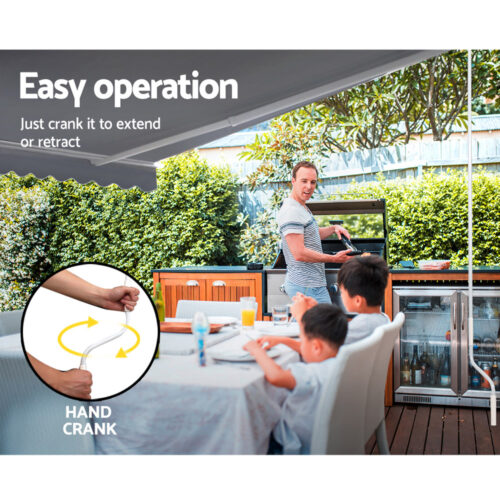 Instahut Retractable Folding Arm Awning Manual Sunshade 4Mx2.5M Pearl Grey - Image 5