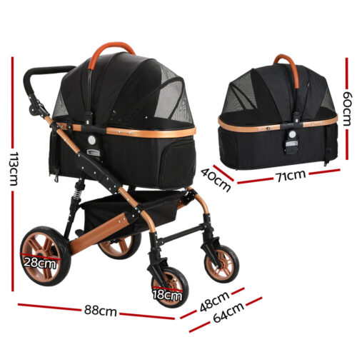 i.Pet Pet Stroller Dog Pram Large Cat Carrier Travel Foldable Pushchair 4 Wheels - Image 3
