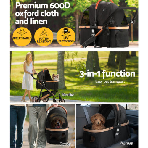 i.Pet Pet Stroller Dog Pram Large Cat Carrier Travel Foldable Pushchair 4 Wheels - Image 6