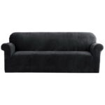 Artiss Sofa Cover Couch Covers 4 Seater Velvet Black