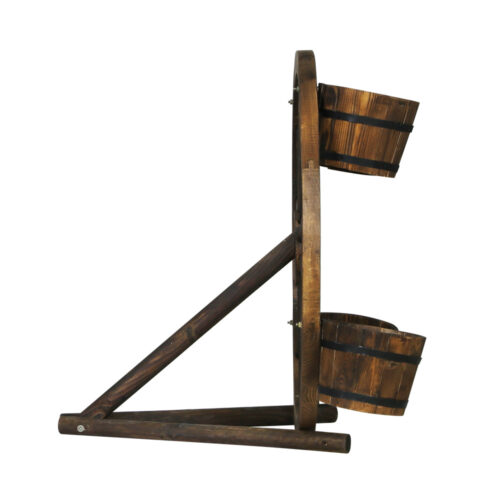 Gardeon Garden Decor Plant Stand Outdoor Ornament Wooden Wagon Wheel 80cm - Image 5