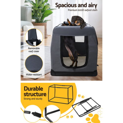 i.Pet Pet Carrier Soft Crate Dog Cat Travel 82x58CM Portable Foldable Car XL - Image 6