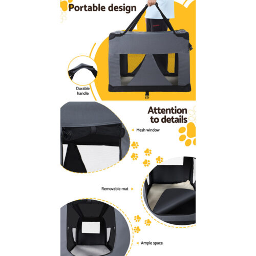 i.Pet Pet Carrier Soft Crate Dog Cat Travel 82x58CM Portable Foldable Car XL - Image 7