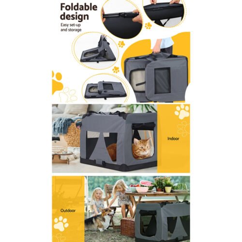 i.Pet Pet Carrier Soft Crate Dog Cat Travel 82x58CM Portable Foldable Car XL - Image 8