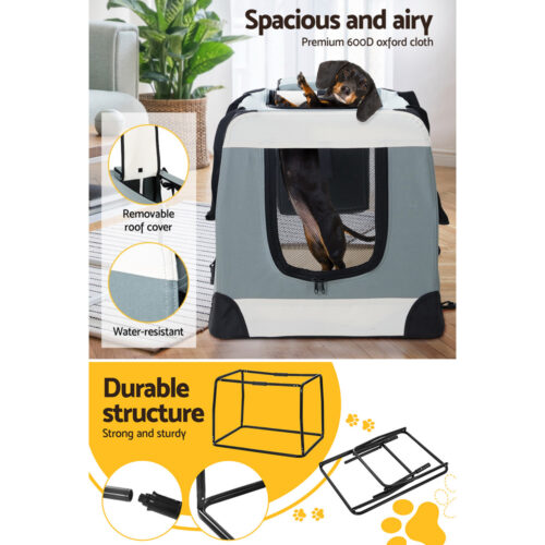i.Pet Pet Carrier Soft Crate Dog Cat Travel 90x61CM Portable Foldable Car 2XL - Image 6