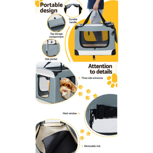 i.Pet Pet Carrier Soft Crate Dog Cat Travel 90x61CM Portable Foldable Car 2XL - Image 7