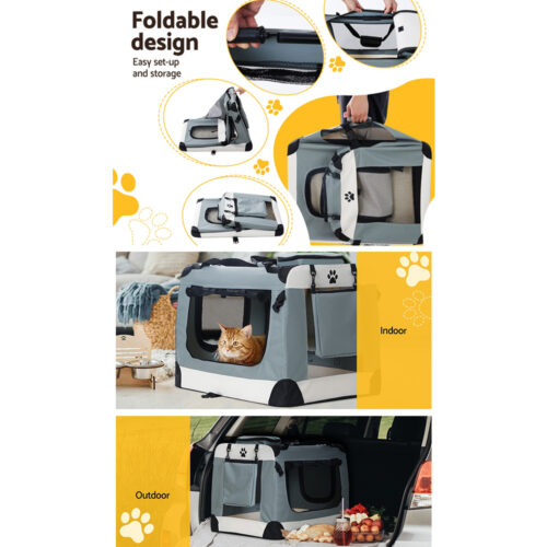 i.Pet Pet Carrier Soft Crate Dog Cat Travel 90x61CM Portable Foldable Car 2XL - Image 8