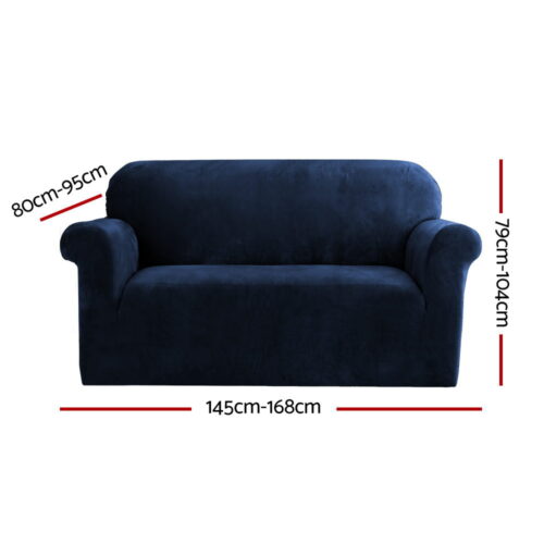 Artiss Sofa Cover Couch Covers 2 Seater Velvet Sapphire - Image 3