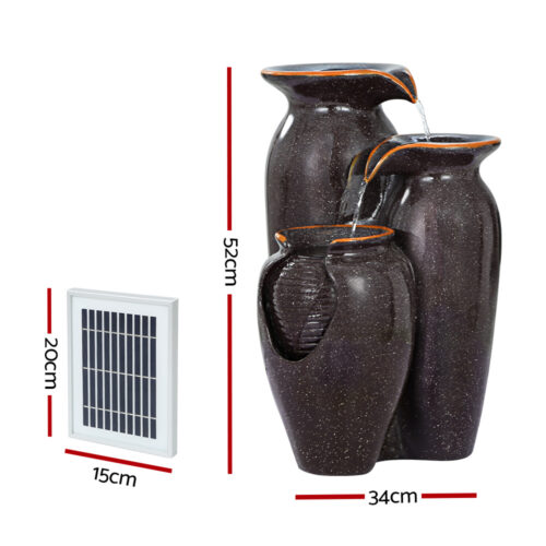 Gardeon Solar Fountain Water Fountain Feature Cascading Fountain LED Lights 76CM Grey - Image 3