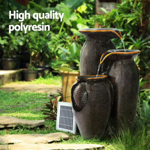 Gardeon Solar Fountain Water Fountain Feature Cascading Fountain LED Lights 76CM Grey - Image 5