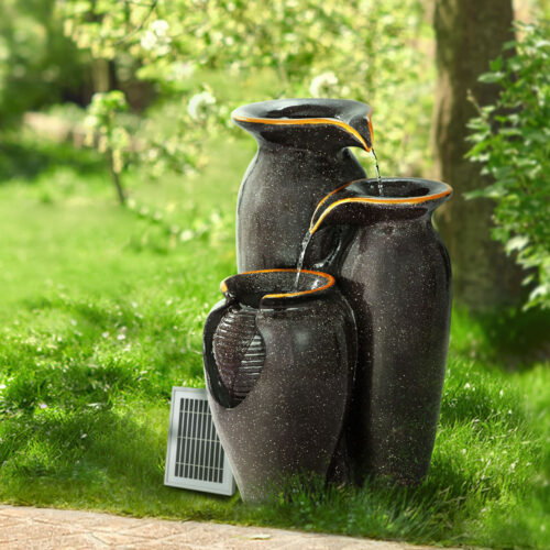 Gardeon Solar Fountain Water Fountain Feature Cascading Fountain LED Lights 76CM Grey - Image 9