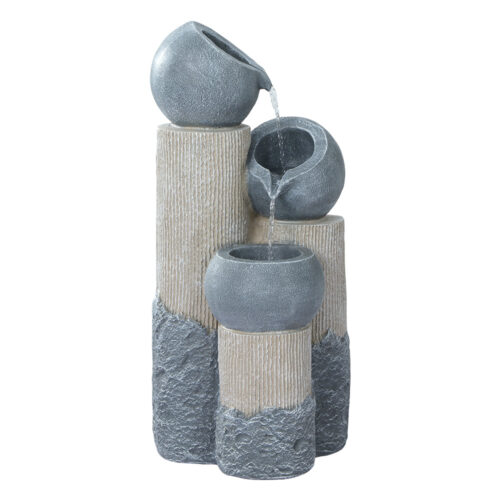 Gardeon Solar Water Feature Cascading Fountain 3-Tier Pot LED Lights 76CM Grey - Image 5