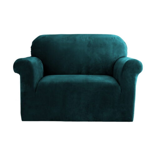 Artiss Sofa Cover Couch Covers 1 Seater Velvet Agate Green - Image 2