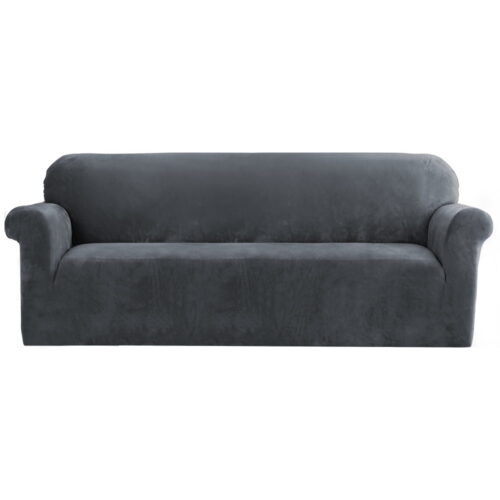 Artiss Sofa Cover Couch Covers 4 Seater Velvet Grey - Image 2