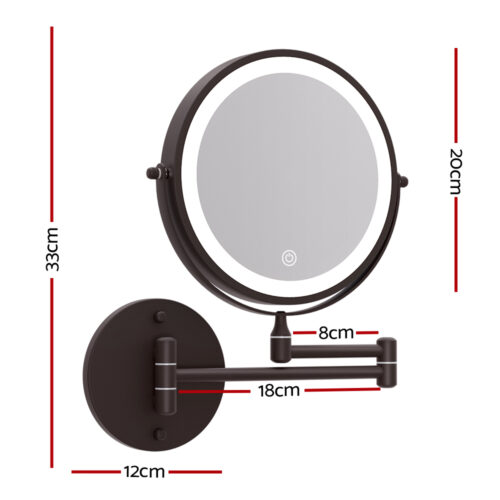 Embellir Extendable Makeup Mirror 10X Magnifying Double-Sided Bathroom Brown - Image 3