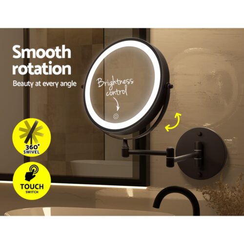 Embellir Extendable Makeup Mirror 10X Magnifying Double-Sided Bathroom Brown - Image 8