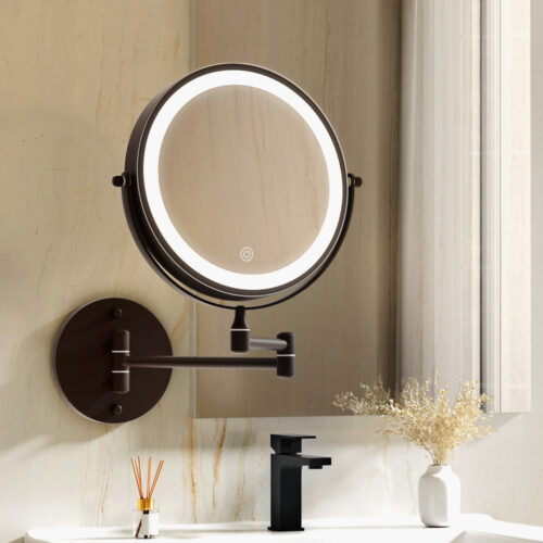 Embellir Extendable Makeup Mirror 10X Magnifying Double-Sided Bathroom Brown - Image 9