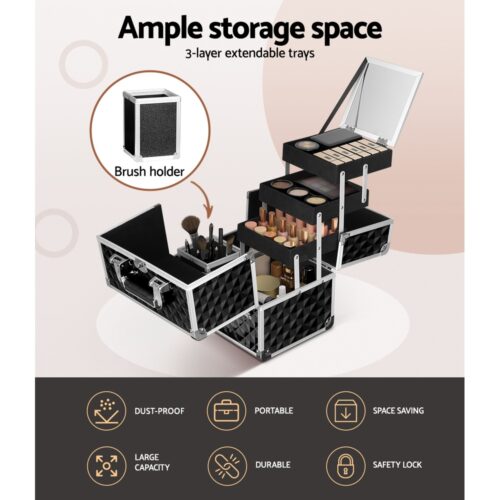 Embellir Makeup Case Beauty Organiser Bag Travel Large Cosmetic Storage Portable - Image 6