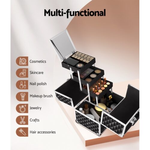 Embellir Makeup Case Beauty Organiser Bag Travel Large Cosmetic Storage Portable - Image 7