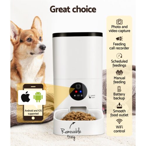 i.Pet Automatic Pet Feeder 6L Wifi Camera Dog Cat Smart Food Dispenser Timer - Image 6