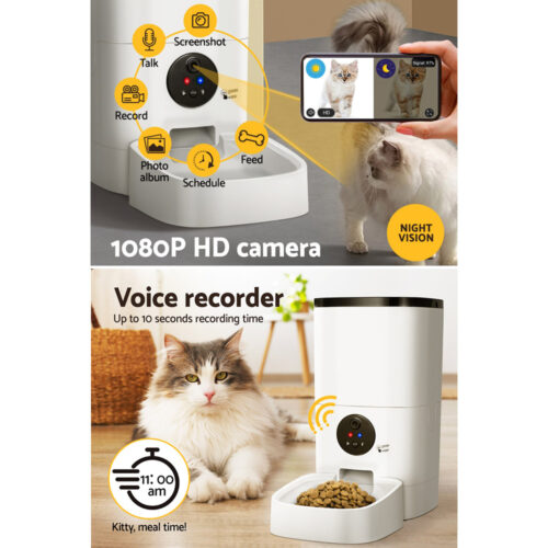 i.Pet Automatic Pet Feeder 6L Wifi Camera Dog Cat Smart Food Dispenser Timer - Image 7