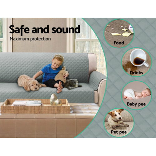 Artiss Sofa Cover Couch Covers 3 Seater 100% Water Resistant Grey - Image 6