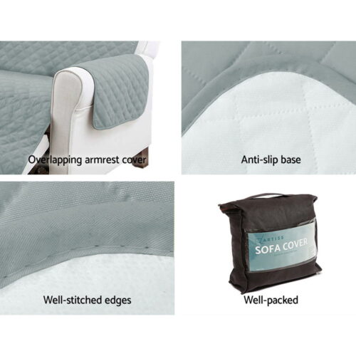 Artiss Sofa Cover Couch Covers 3 Seater 100% Water Resistant Grey - Image 7