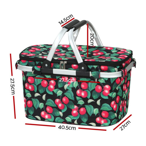 Alfresco Picnic Basket Folding Bag Hamper Insulated Storage Food Cover - Image 3