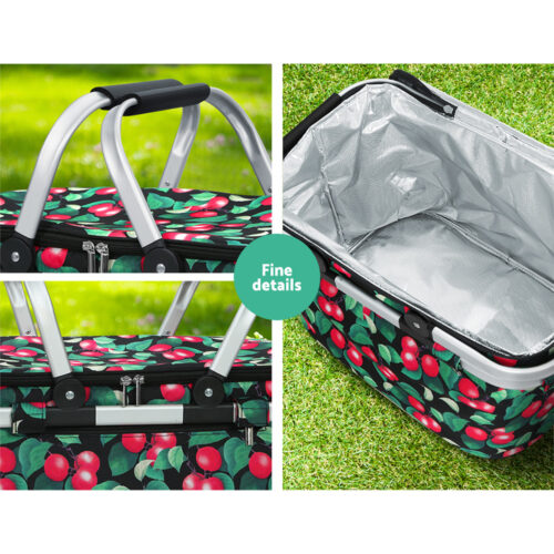 Alfresco Picnic Basket Folding Bag Hamper Insulated Storage Food Cover - Image 7