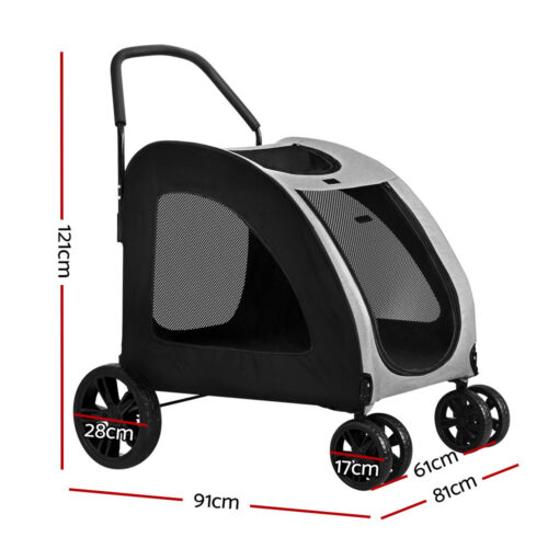 i.Pet Pet Stroller Dog Pram Large Carrier Cat Travel Foldable Strollers 4 Wheels Trolley - Image 3