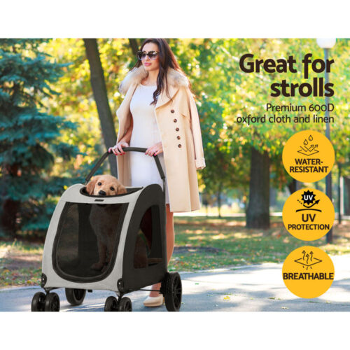 i.Pet Pet Stroller Dog Pram Large Carrier Cat Travel Foldable Strollers 4 Wheels Trolley - Image 6