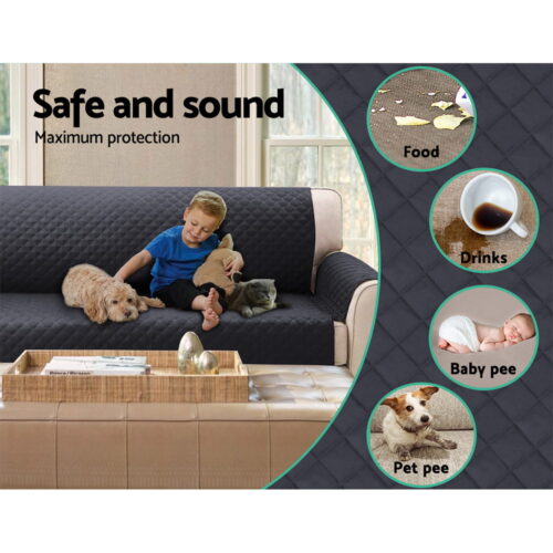 Artiss Sofa Cover Couch Covers 3 Seater 100% Water Resistant Dark Grey - Image 6