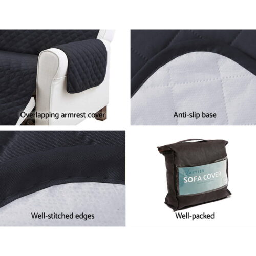 Artiss Sofa Cover Couch Covers 3 Seater 100% Water Resistant Dark Grey - Image 7